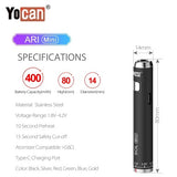 Yocan Ari (Mini) 510 Thread Twist Wax Cartridge Battery